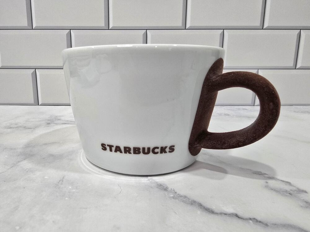 Starbucks & Kahla Germany White Brown Felt Handle Coffee Tea Mug 2010 14oz